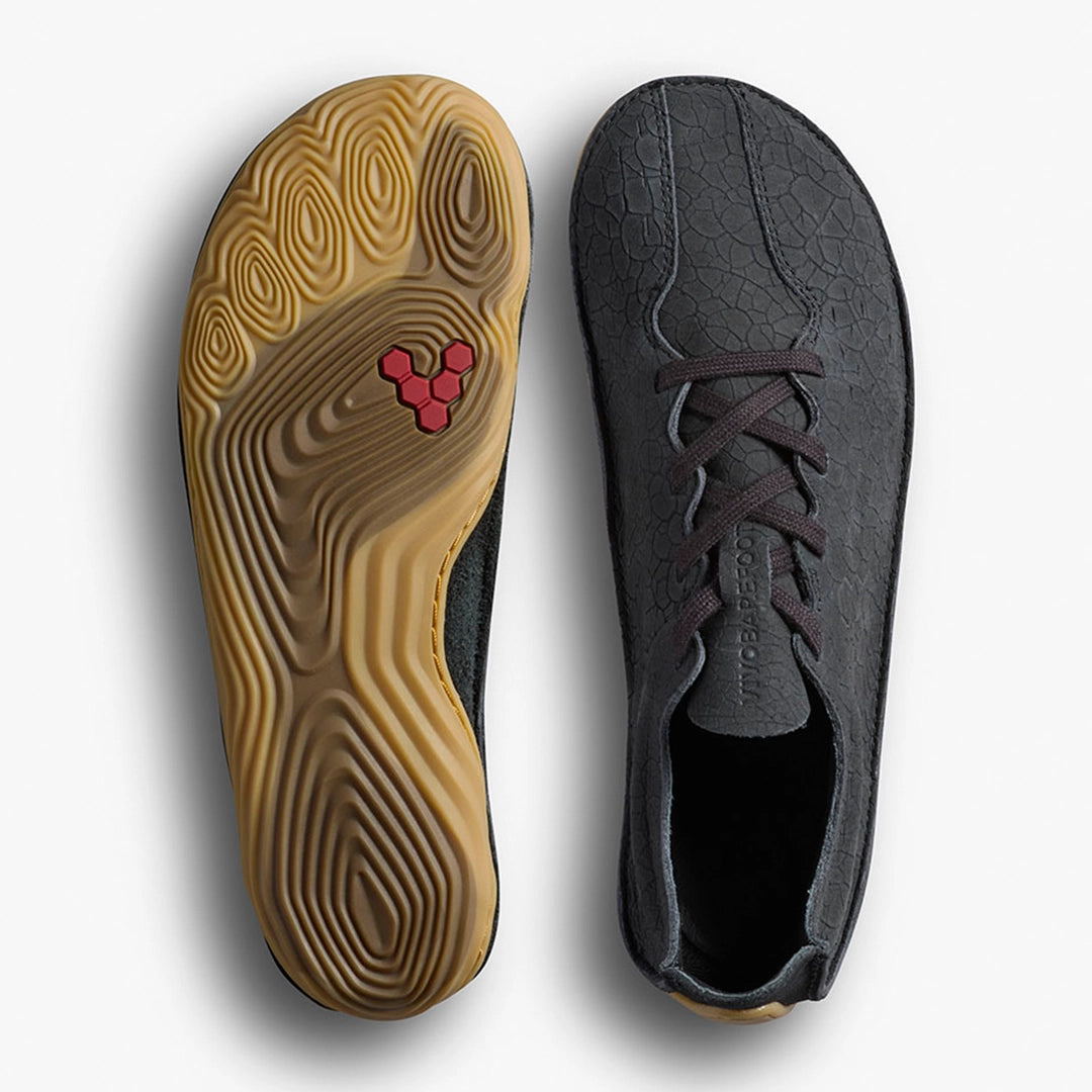 SENSUS WOMENS OBSIDIAN CRACKED LEATHER - Vivobarefoot