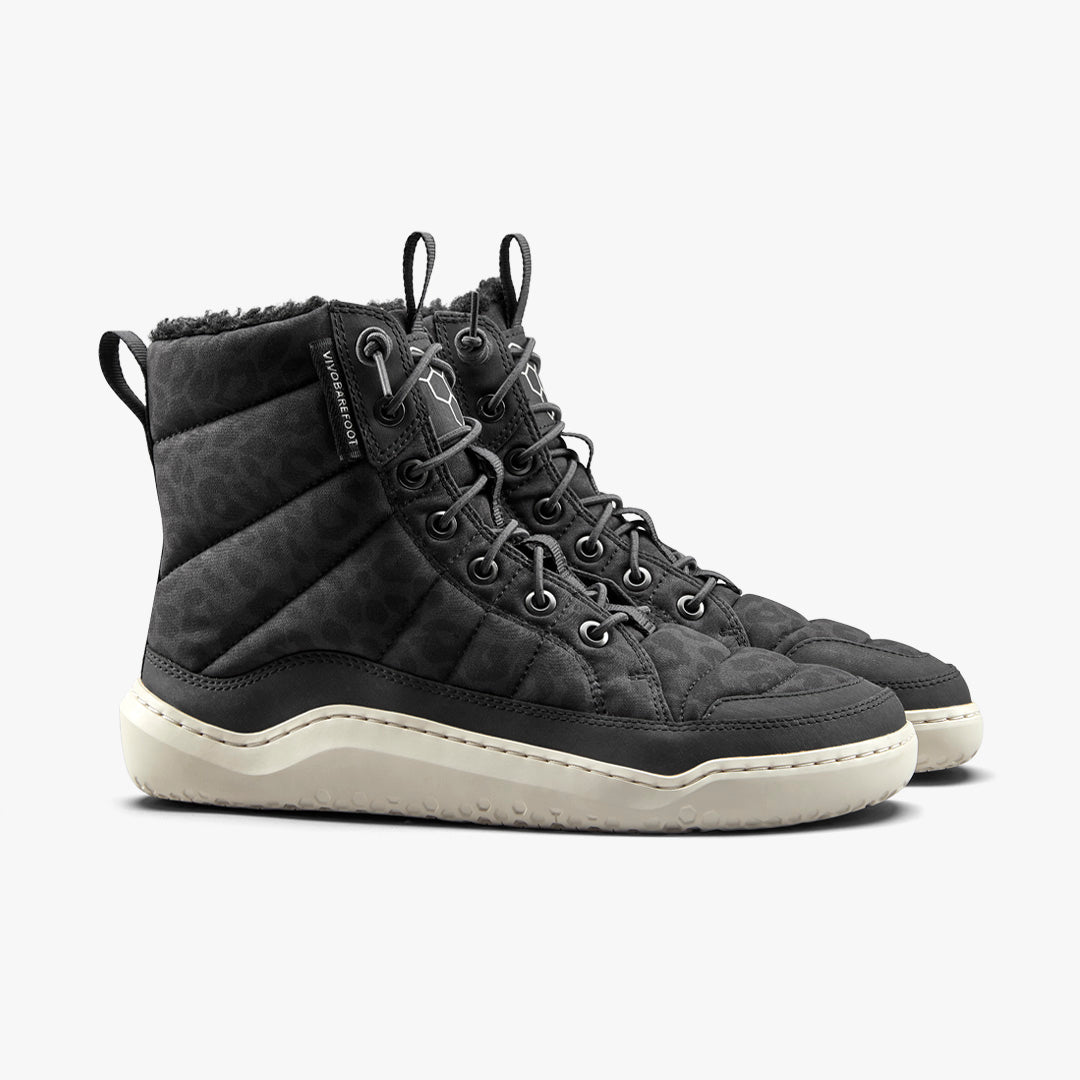 GOBI HIBER WOMENS BLACK LEOPARD - Vivobarefoot