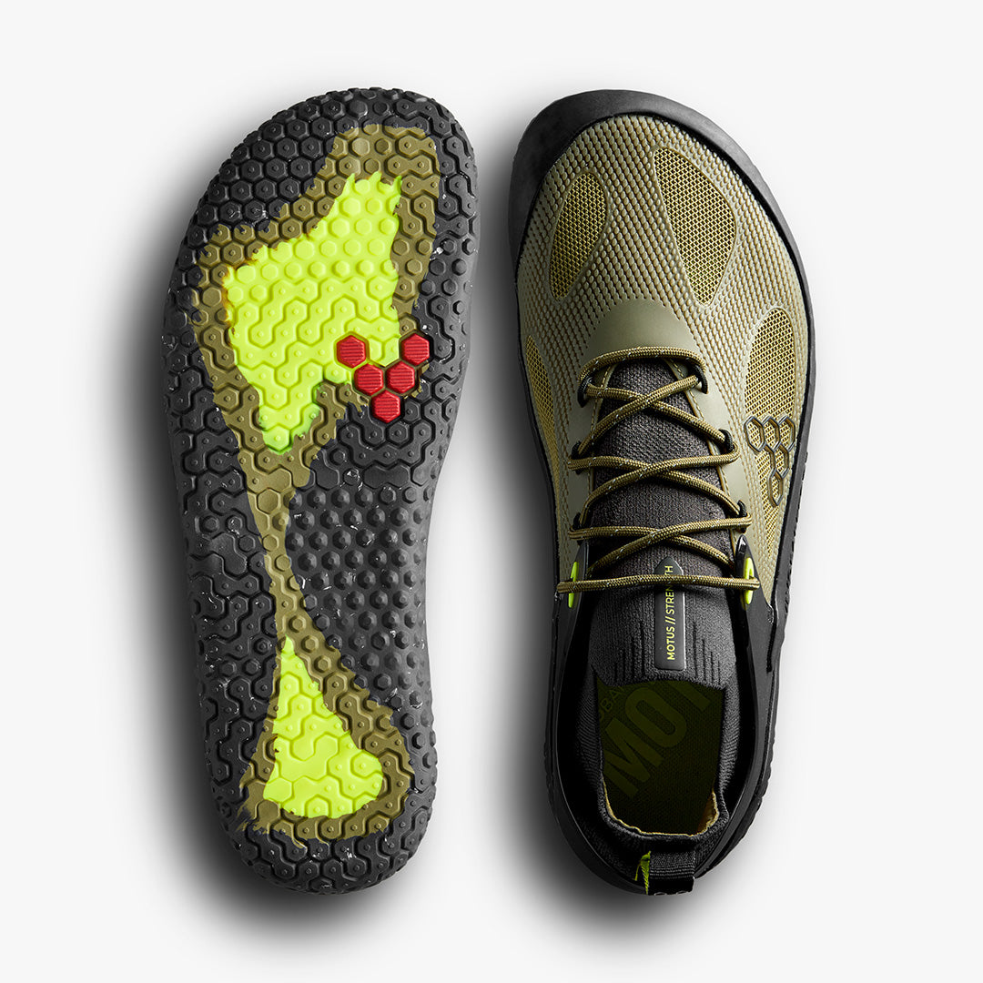 MOTUS STRENGTH WOMENS FOREST GREEN/ACID LIME - Vivobarefoot