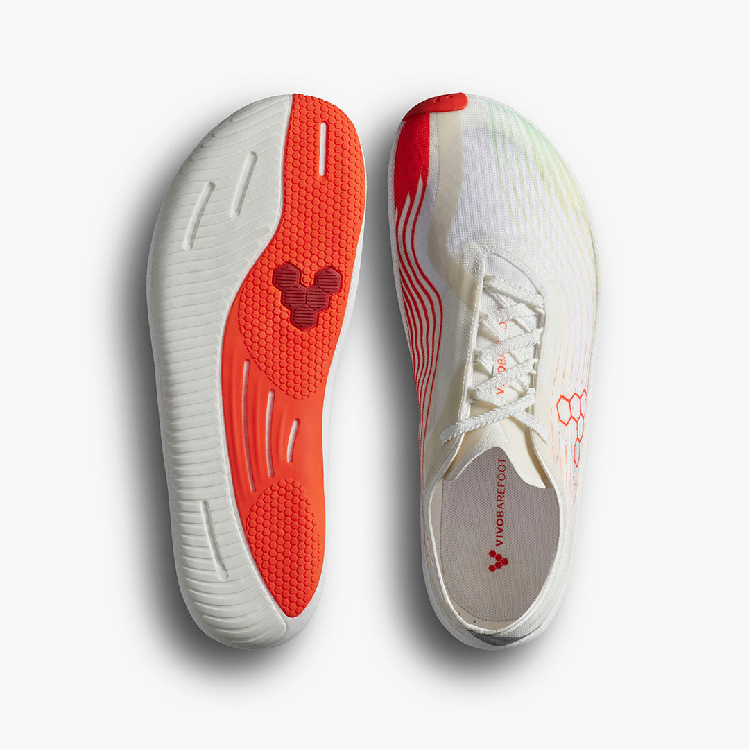 PRIMUS FLOW WOMENS BRIGHT WHITE/ NEON ORANGE - Vivobarefoot