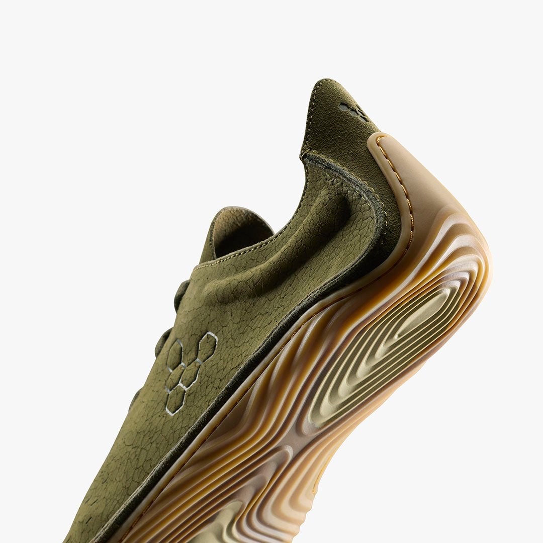 SENSUS MENS DARK OLIVE CRACKED LEATHER - Vivobarefoot