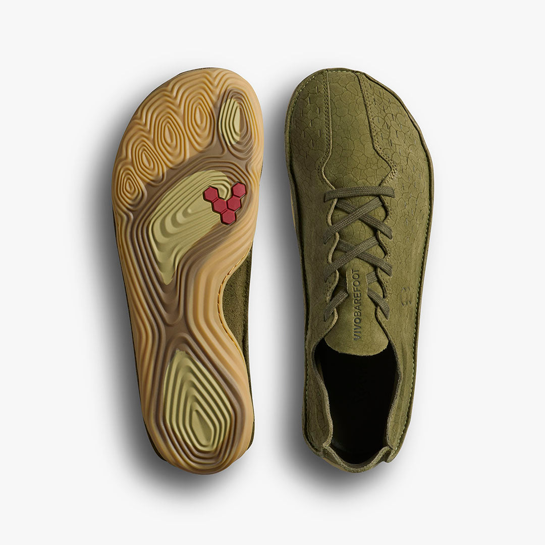 SENSUS MENS DARK OLIVE CRACKED LEATHER - Vivobarefoot