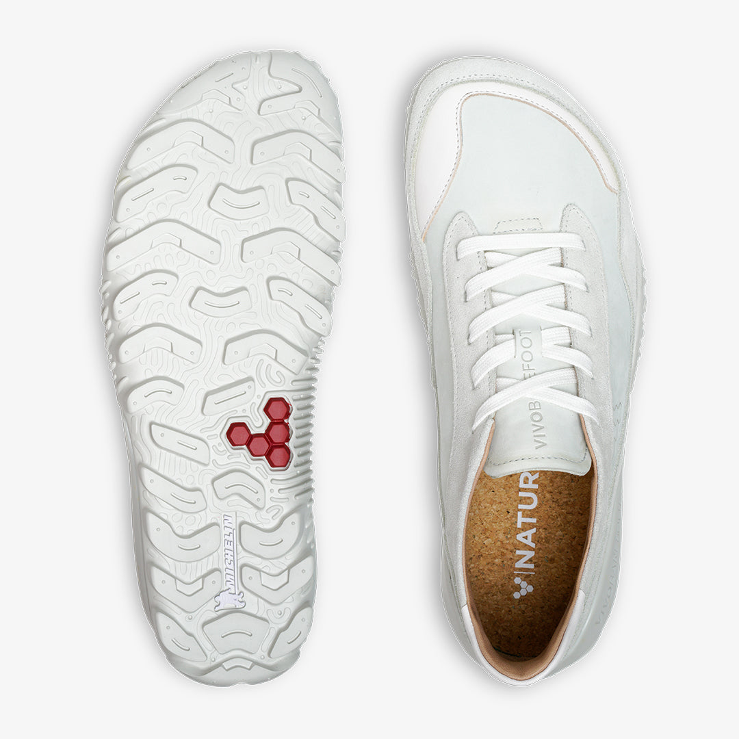 NOVUS WOMENS TRAINER SHOES WHITE LEATHER - Vivobarefoot