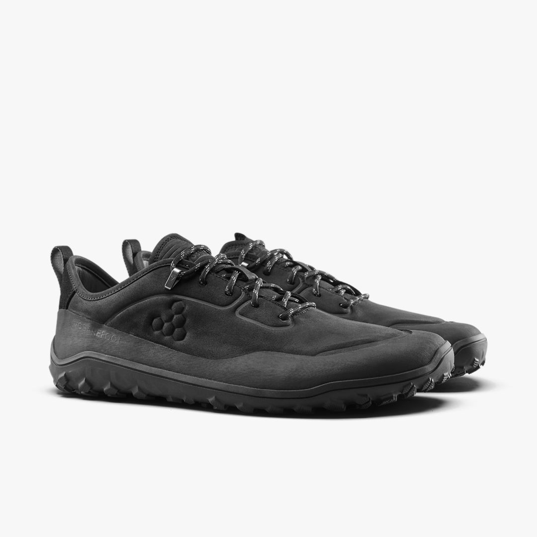 TRACKER LEATHER LOW MENS OBSIDIAN - Vivobarefoot