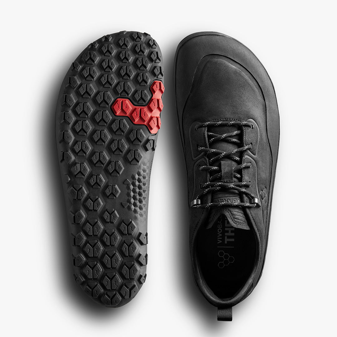 TRACKER LEATHER LOW MENS OBSIDIAN - Vivobarefoot