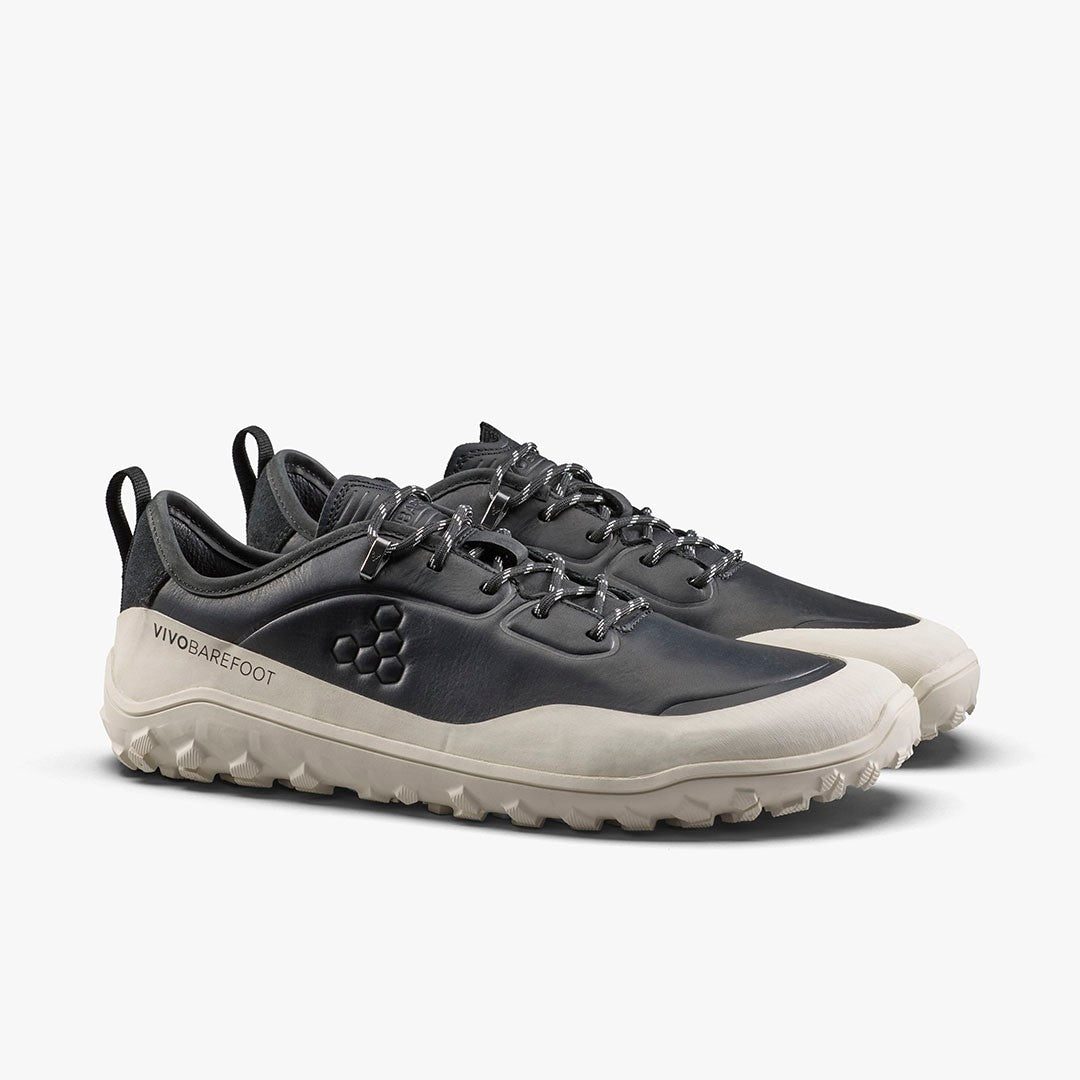 TRACKER LEATHER AT LOW MENS OBSIDIAN WHITE - Vivobarefoot