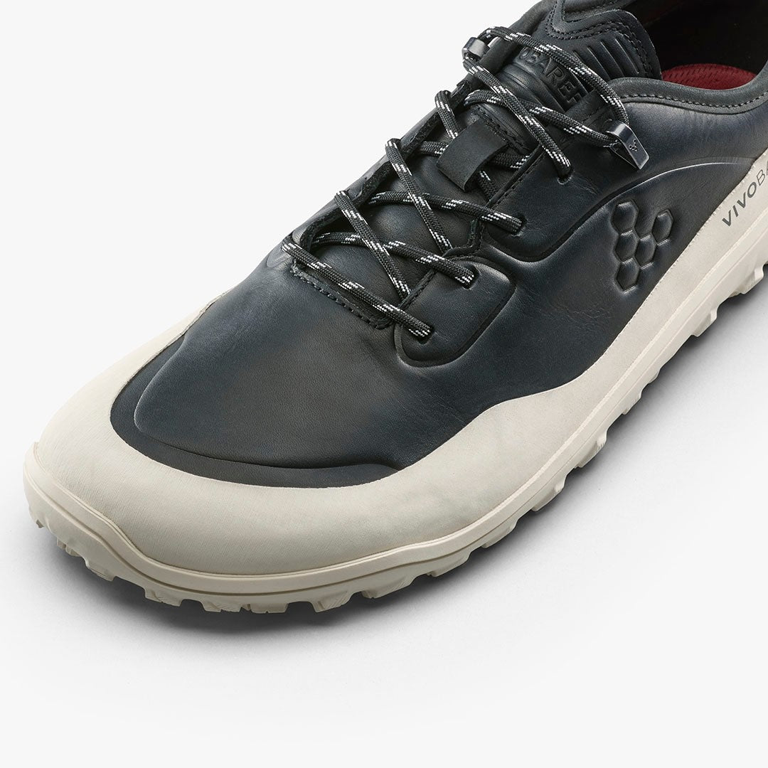 TRACKER LEATHER AT LOW MENS OBSIDIAN WHITE - Vivobarefoot