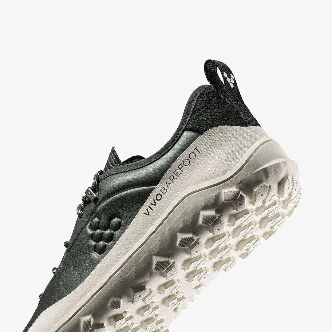 TRACKER LEATHER AT LOW MENS OBSIDIAN WHITE - Vivobarefoot