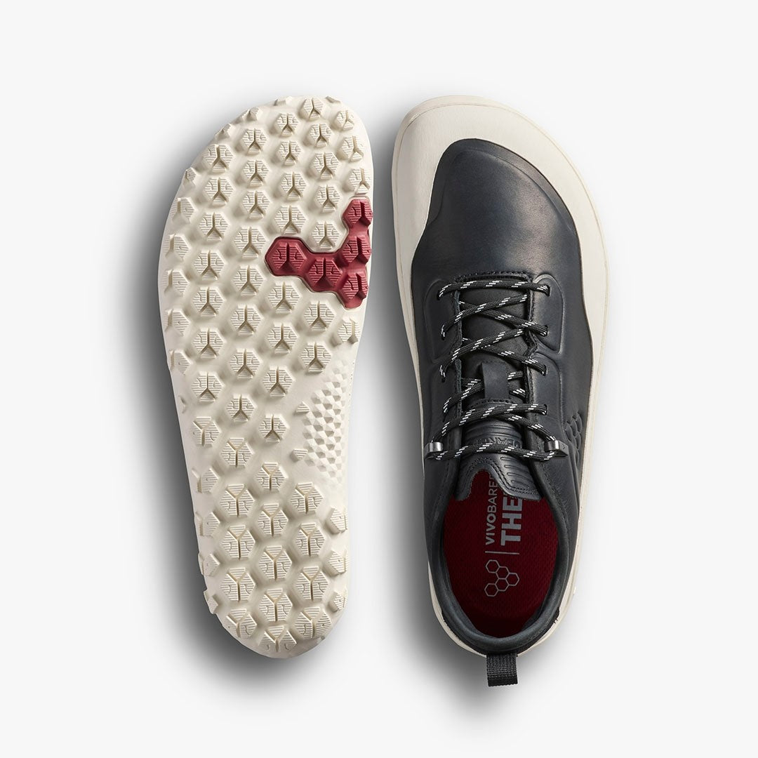 TRACKER LEATHER AT LOW MENS OBSIDIAN WHITE - Vivobarefoot